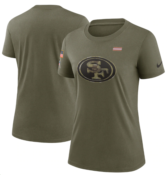 Women's San Francisco 49ers Olive 2021 Salute To Service T-Shirt (Run Small)